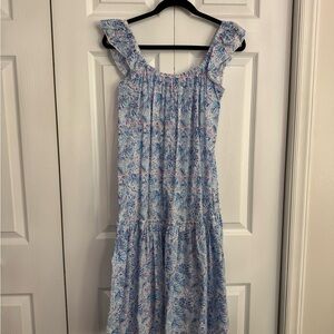 Simply Southern Blue and Pink Floral Midi Dress